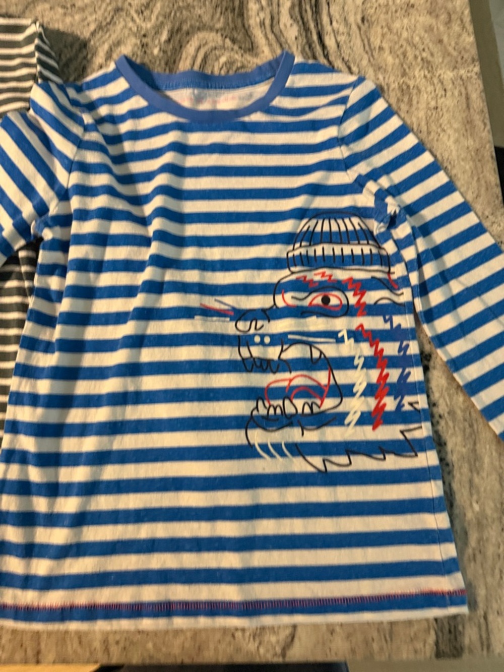 Striped Long Sleeve Kids Tee - Blue & Gray - Picture 2 of 6